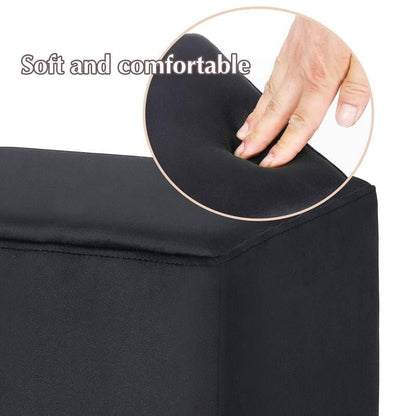 Modern Velvet Upholstered Cube Ottoman Footrest Stool with Gold Base – Multipurpose Accent Seat