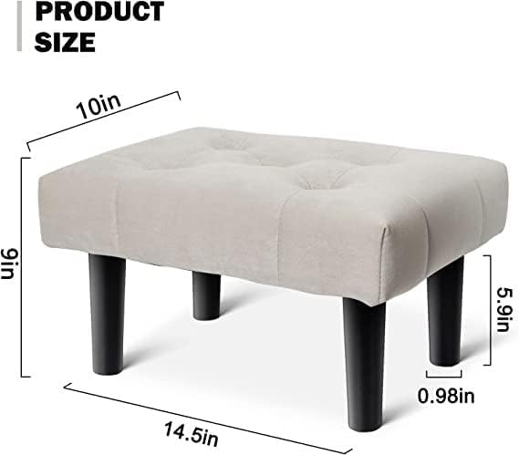 Modern Upholstered Footstool Ottoman with Soft Cushion & Sturdy Legs – Compact Foot Rest for Living Room & Bedroom