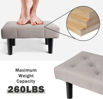 Modern Upholstered Footstool Ottoman with Soft Cushion & Sturdy Legs – Compact Foot Rest for Living Room & Bedroom