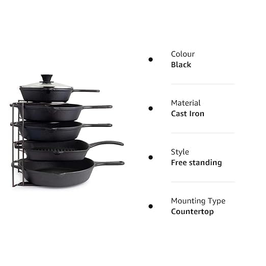 Heavy-Duty Cast Iron Skillet Organizer Rack – Vertical Frying Pan & Cookware Storage Stand