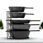 Heavy-Duty Cast Iron Skillet Organizer Rack – Vertical Frying Pan & Cookware Storage Stand