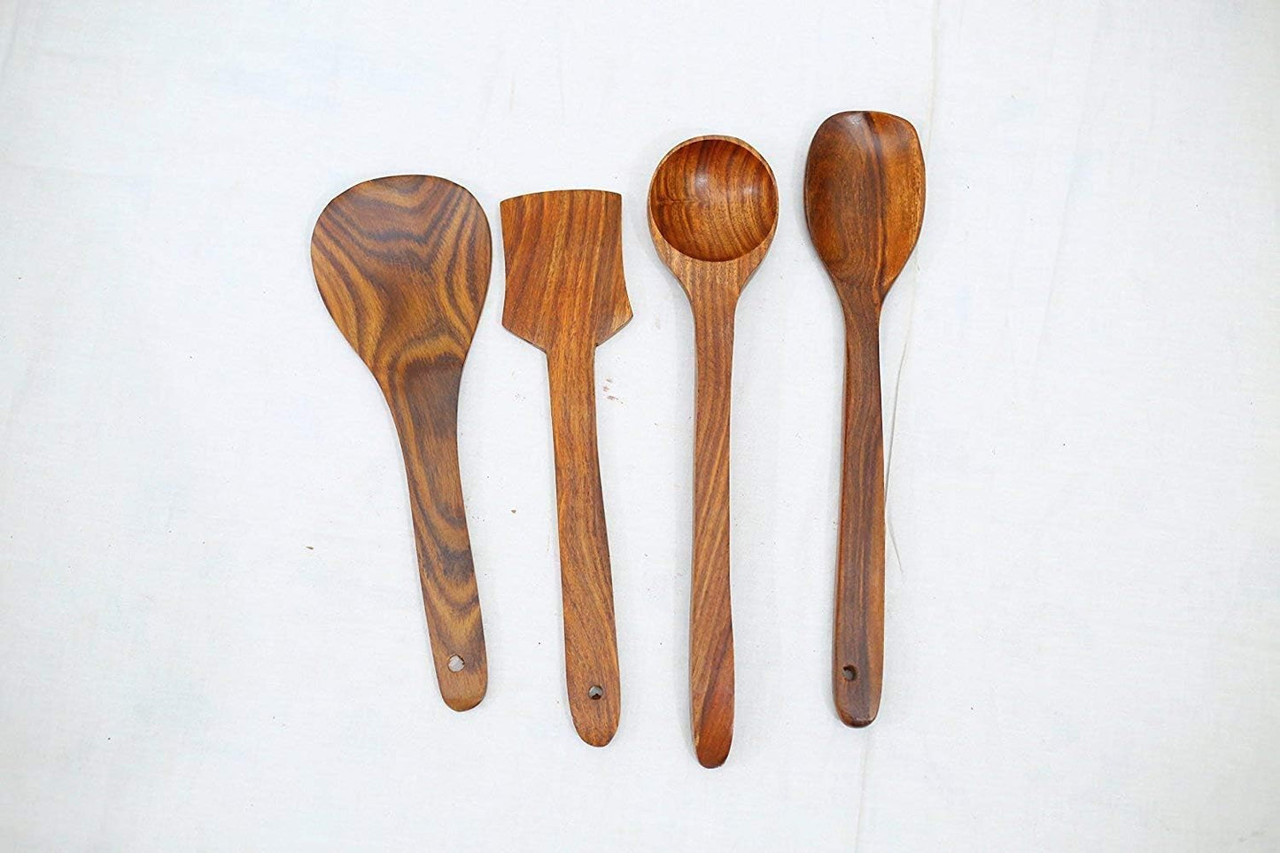 Wooden Cooking Utensils Set (4-Piece) | Natural Wooden Spoon, Ladle & Spatula Set for Kitchen
