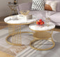 Modern Marble Finish Nesting Coffee Table Set (2 Pcs) – gold Metal Frame Center Tables