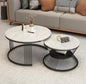 Modern Marble Finish Nesting Coffee Table Set (2 Pcs) – gold Metal Frame Center Tables