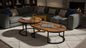 Modern Wooden Nesting Coffee Table Set with Metal Legs – Round Living Room Center Tables (Set of 2)