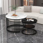 Modern Marble Nesting Coffee Table Set – Round White & Black Metal Living Room Tables