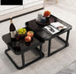 Modern Black Glass Nesting Coffee Table Set | Luxury Center Table for Living Room