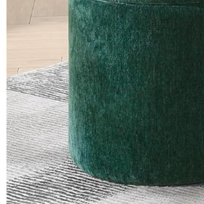 Luxury Velvet Round Ottoman Stool – Soft Upholstered Pouf for Living Room & Bedroom (Emerald Green)