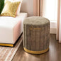 Luxury Grey Velvet Round Ottoman Stool with Gold Base – Modern Upholstered Footrest & Accent Seat