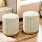 Luxury Velvet Round Ottoman Stool Set (Set of 2) – Modern Upholstered Pouffe with Gold Base