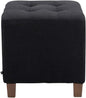 Modern Fabric Upholstered Ottoman Stool with Wooden Legs – Tufted Square Footrest & Extra Seating