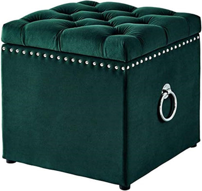 Luxury Tufted Storage Ottoman Stool with Cushion Seat ,Upholstered Multipurpose Ottoman for Living Room & Bedroom
