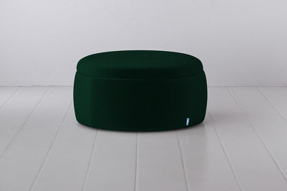 Luxury Velvet Round Storage Ottoman Stool – Dark Green Pouffe for Living Room & Bedroom