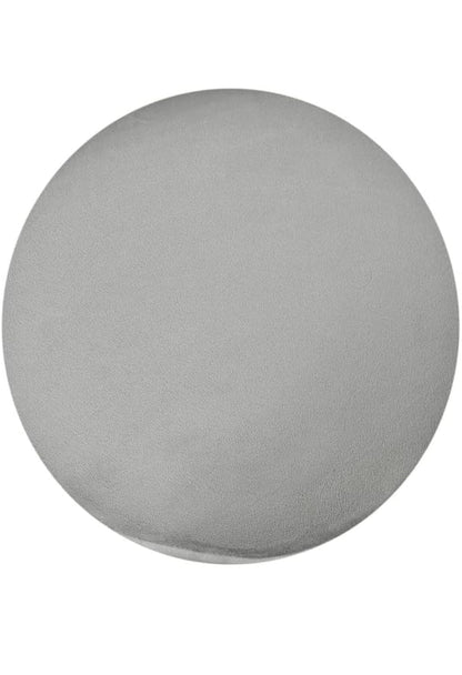 Luxury Grey Velvet Round Ottoman Stool with Gold Metal Accents – Modern Pouffe for Living Room & Bedroom