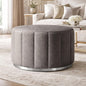 Luxury Round Velvet Ottoman Coffee Table with Stainless Steel Base – Modern Upholstered Footstool