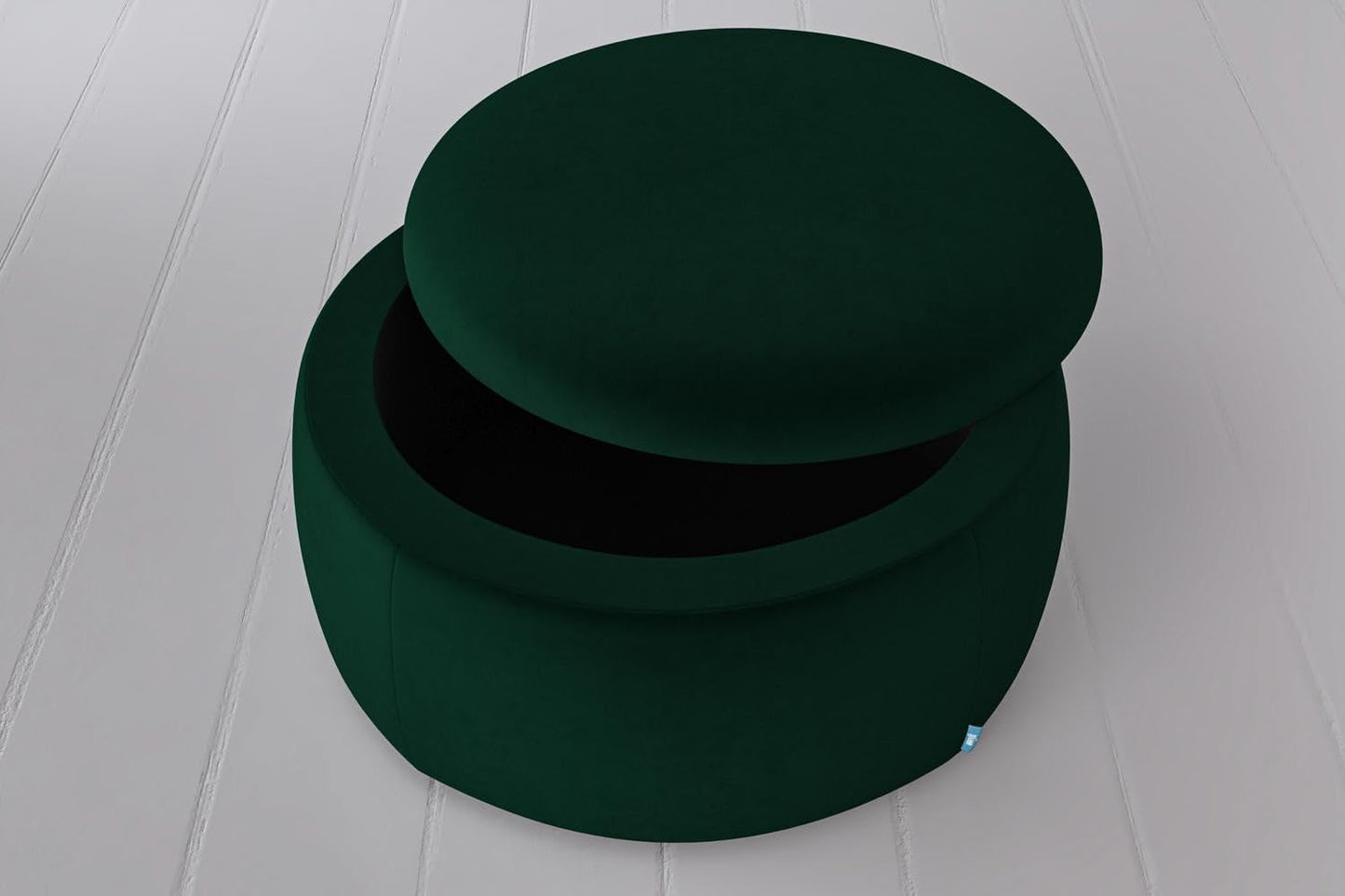 Luxury Velvet Round Storage Ottoman Stool – Dark Green Pouffe for Living Room & Bedroom