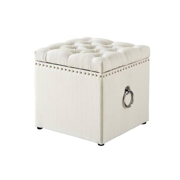 Luxury Tufted Storage Ottoman Stool with Cushion Seat ,Upholstered Multipurpose Ottoman for Living Room & Bedroom