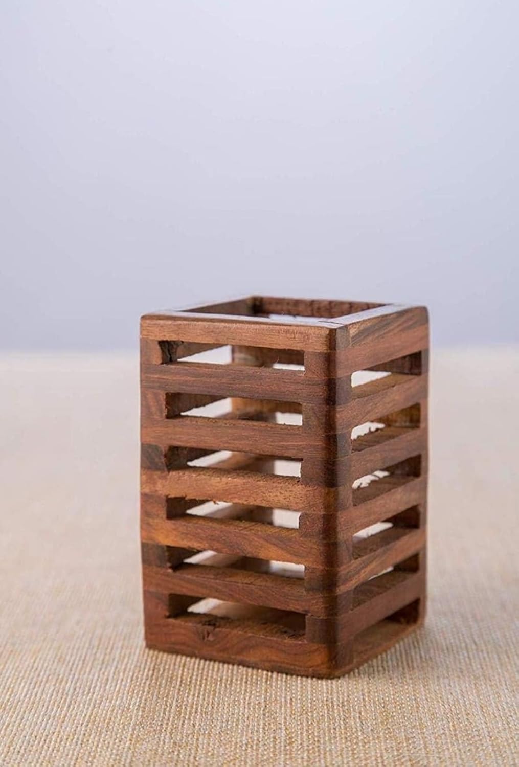 Handcrafted Wooden Pencil Holder | Rustic Desk Organizer for Office & Study
