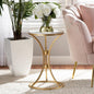 Modern Gold Metal Side Table with White Marble Top | Luxury Accent End Table for Living Room & Bedroom