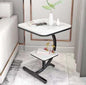 Modern C-Shaped Side Table with Dual Shelves | Marble Finish Sofa & Bedside Table