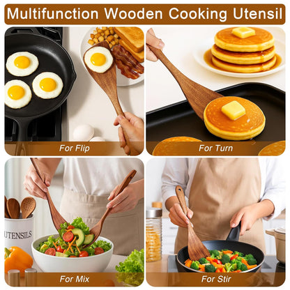 Natural Wooden Cooking Spatula | Heat-Resistant Wooden Turner for Non-Stick Cookware