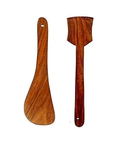 Handcrafted Wooden Spatula Set (2-Piece) | Natural Wooden Cooking Turner & Spoon