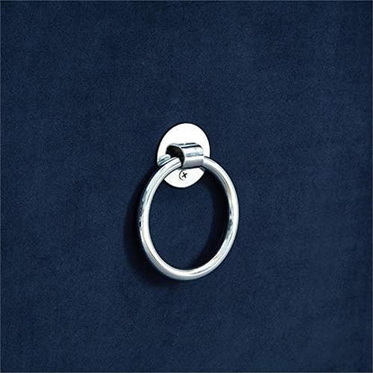 Luxury Velvet Tufted Storage Ottoman Stool – Square Footrest with Nailhead Trim & Ring Handle (Blue)