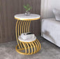Modern Gold Accent Side Table with Wooden Shelves | Luxury Round End Table for Living Room & Bedroom