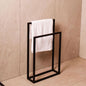 Modern Freestanding Towel Stand – Matte Black Minimalist Bathroom Towel Rack