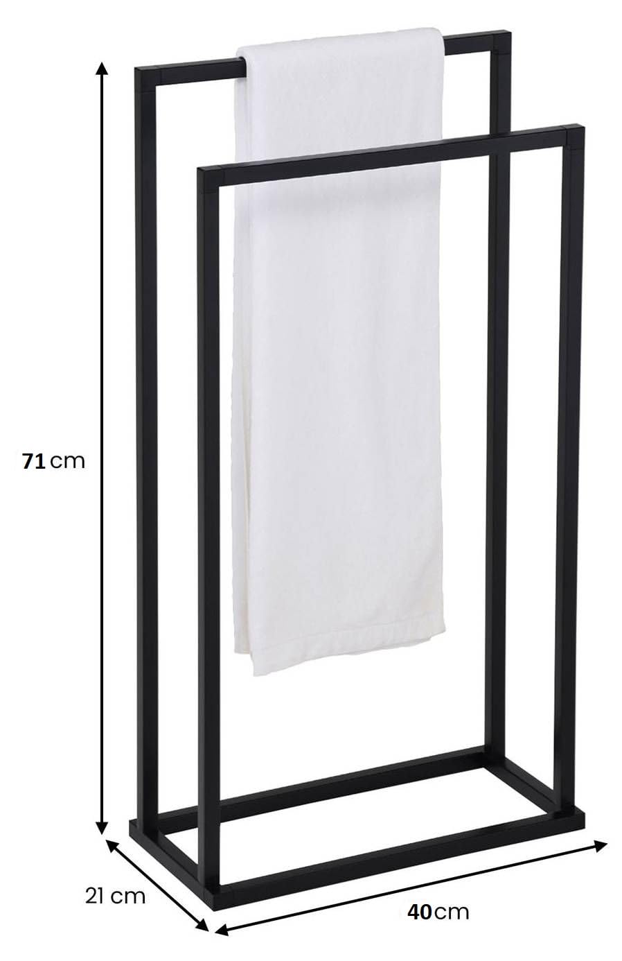 Modern Freestanding Towel Stand – Matte Black Minimalist Bathroom Towel Rack