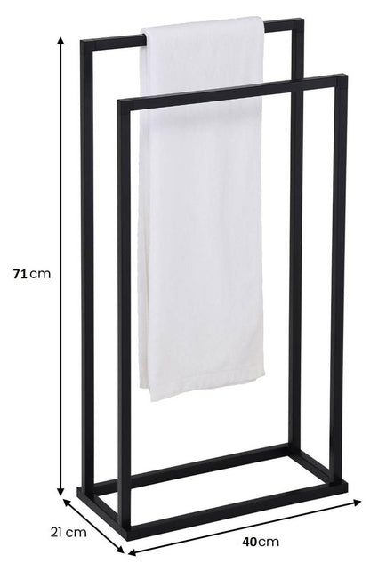 Modern Freestanding Towel Stand – Matte Black Minimalist Bathroom Towel Rack
