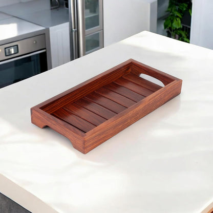 Handcrafted Wooden Serving Tray | Premium Solid Wood Tea & Coffee Tray for Home & Kitchen