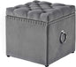 Luxury Velvet Tufted Storage Ottoman Stool – Square Footrest with Nailhead Trim & Ring Handle (Blue)