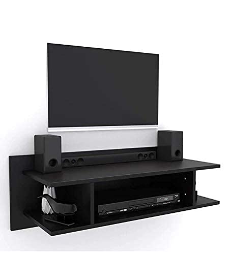 Modern Black TV Stand & Entertainment Unit with Storage Shelves – Media Console for Living Room