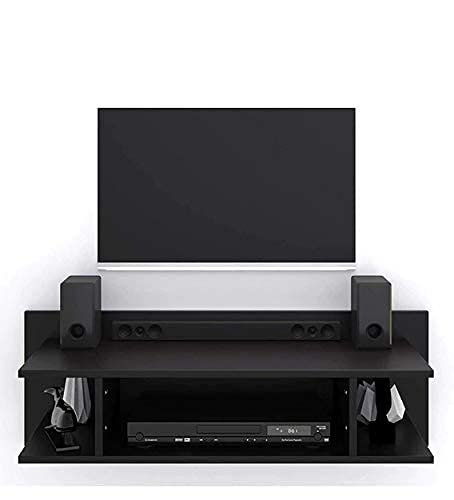 Modern Black TV Stand & Entertainment Unit with Storage Shelves – Media Console for Living Room