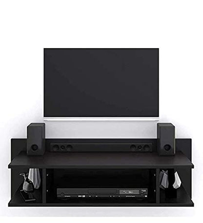 Modern Black TV Stand & Entertainment Unit with Storage Shelves – Media Console for Living Room