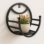 Modern Round Wall Shelf with Metal Frame | Decorative Wall Mounted Planter & Storage Rack