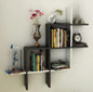 Modern Geometric Wall Mounted Bookshelf | Designer Wooden Floating Shelf for Home & Office