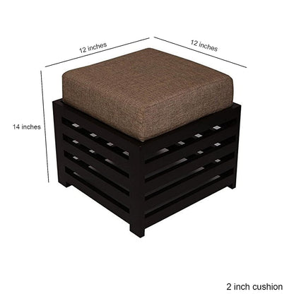 Solid Wood Cushioned Ottoman Stool with Fabric Seat – Modern Square Footrest & Side Table