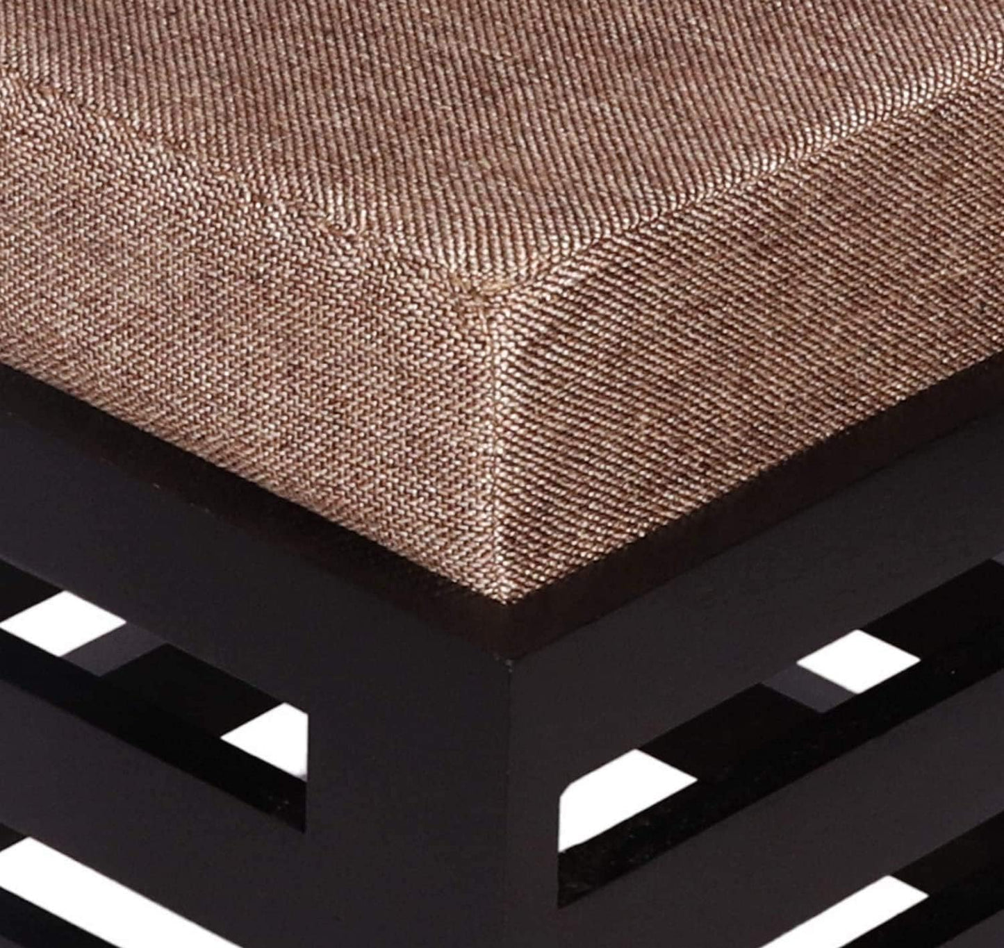 Solid Wood Cushioned Ottoman Stool with Fabric Seat – Modern Square Footrest & Side Table