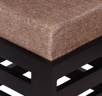 Solid Wood Cushioned Ottoman Stool with Fabric Seat – Modern Square Footrest & Side Table