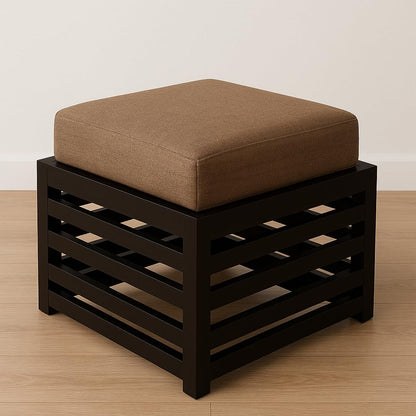 Solid Wood Cushioned Ottoman Stool with Fabric Seat – Modern Square Footrest & Side Table