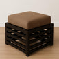 Solid Wood Cushioned Ottoman Stool with Fabric Seat – Modern Square Footrest & Side Table