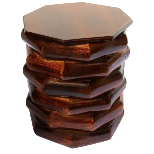 Handcrafted Solid Wood Zigzag Stool | Modern Rustic Side Table & Accent Seat